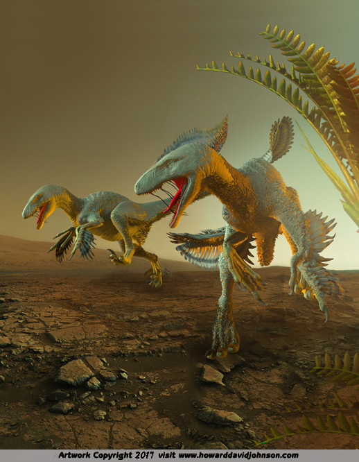 Dakotaraptors paleo art dinosaur painting