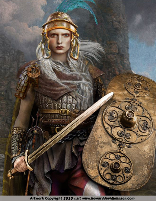 Scathach Painting close-up Celtic Irish Mythology Celtic Art Scátha warrior woman shadowy one Tuatha De Nanann