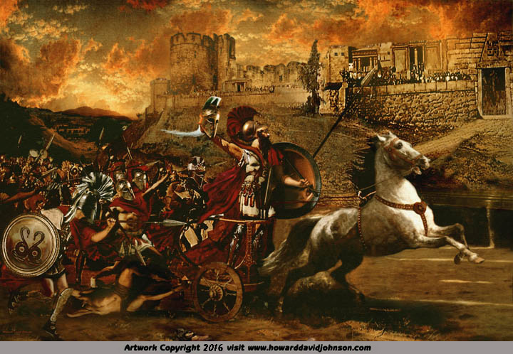 Achilles Triumphant trojan war iliad Greek mythology Roman painting neo classical art