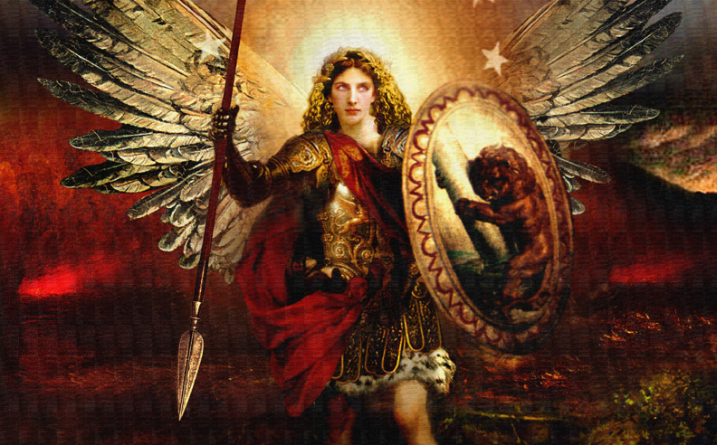 The Archangel Michael with spear and Shield of Faith