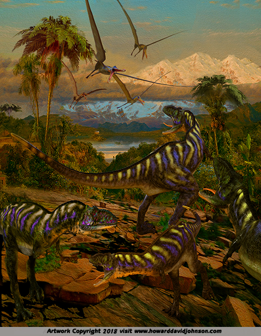Paleoart - Painting of Aucasaurus and Anhanguera