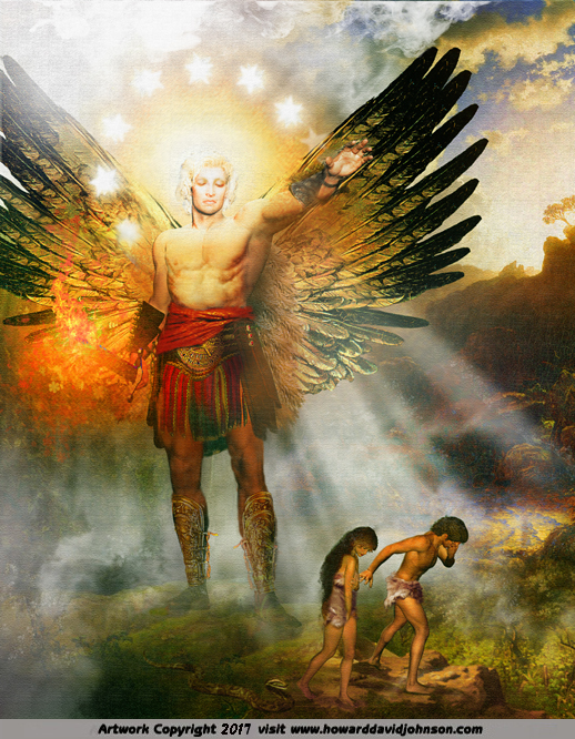 Cherubim expells Adam and Eve Angel art Painting
