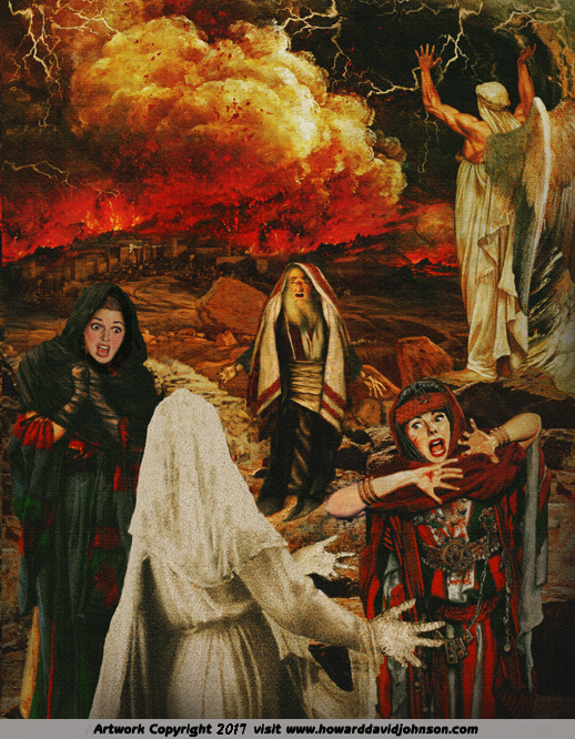 biblical painting escape from sodom god wrath pillar salt