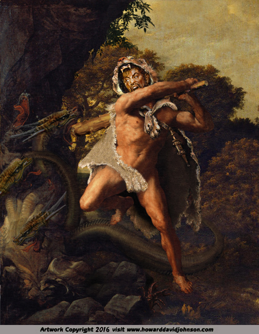 Hydra  Lerna hercules dragon herakles Greek mythology Roman painting neo classical art