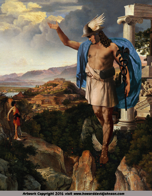 hermes mercury messenger greek gods Greek mythology Roman painting neo classical art 
