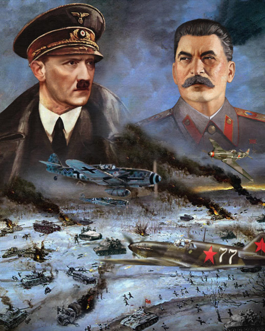 painitng nazi german russan soviet war fron portrate stallin hitler 
