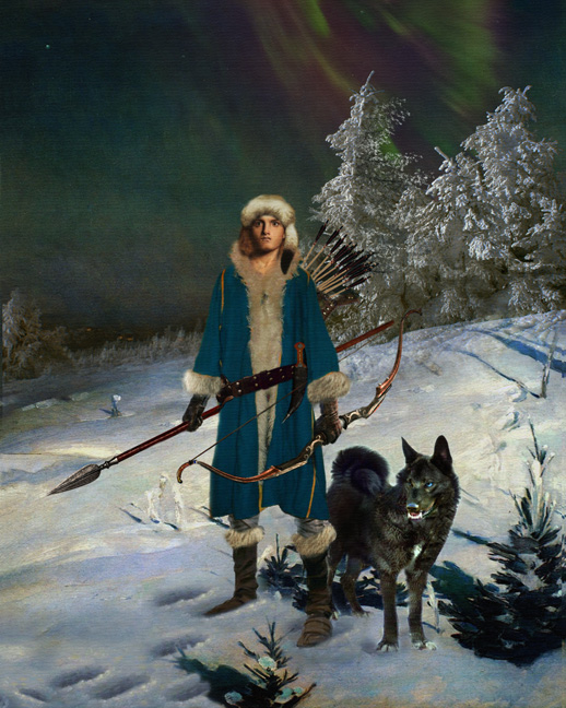 painting of nordic hunter in wenter 