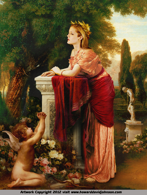 Psyche Cupid Garden Greek mythology Roman painting neo classical art
