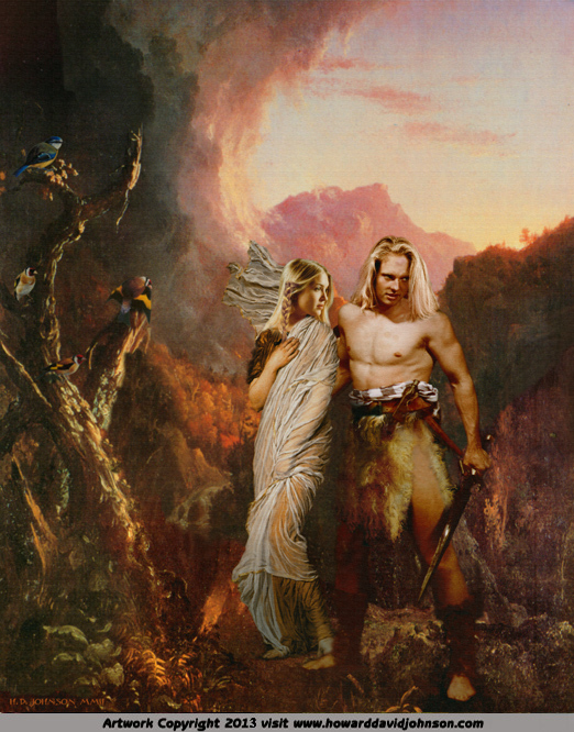 painting of the hero siegfried and the maiden Brunhilde 
