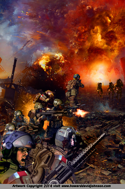 starship troopers artwork cover painting military sci fi