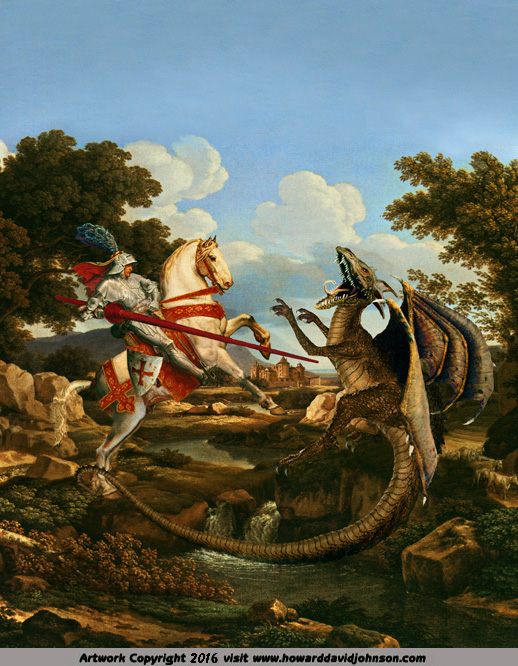 saint st knight painting dragon slayer 