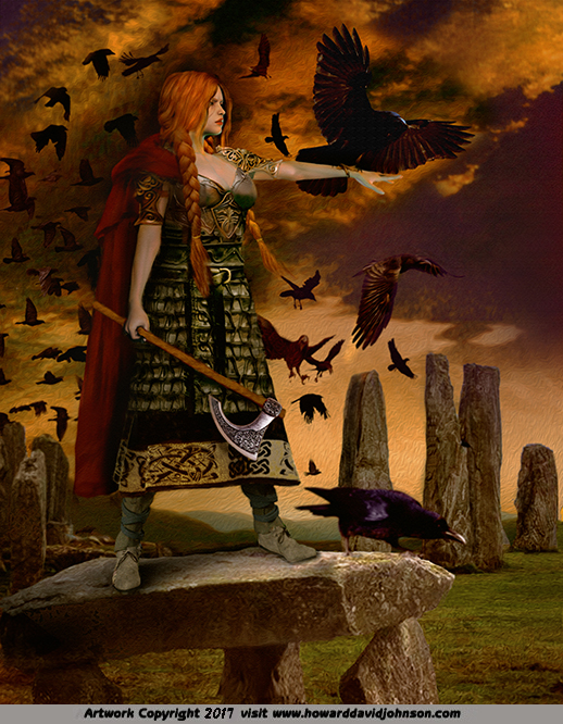 Celtic Warrior Woman goddess art Morrigu Fine Art Print