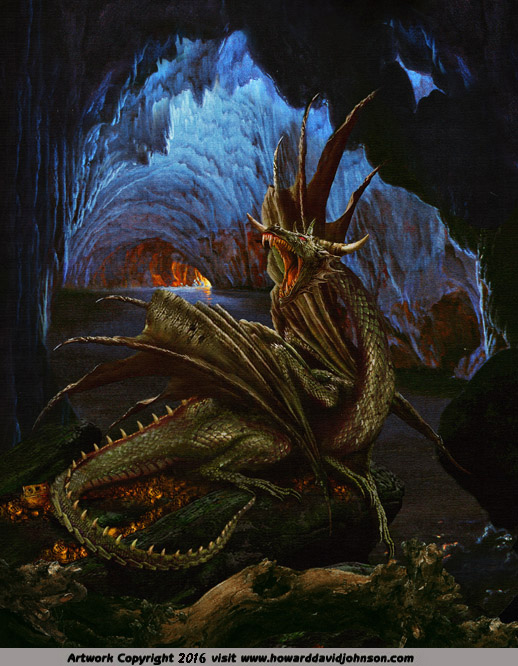 great dragon nidhoggr N��h�ggr cave picture fine art fantasy 