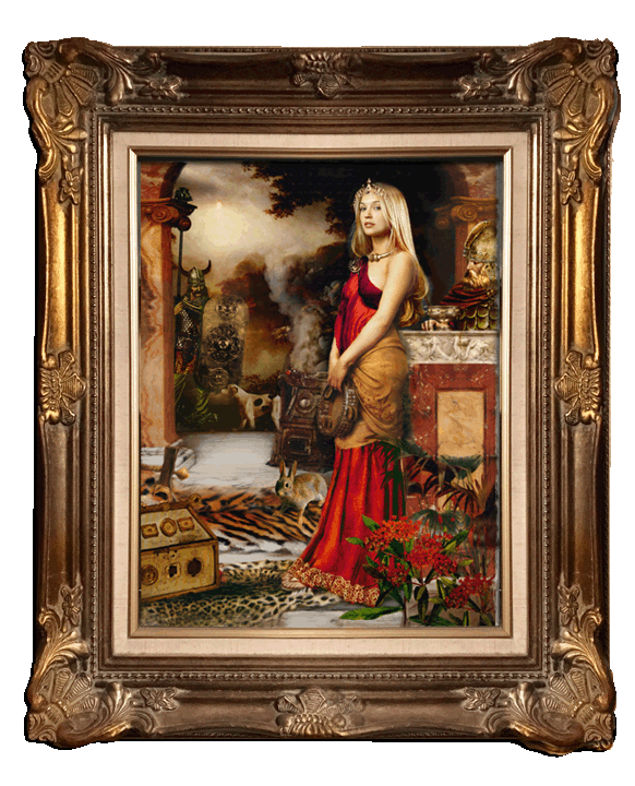 Famous artist painting beautiful woman 