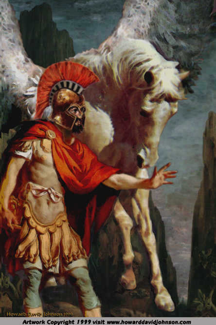 bellerophon pegasus flying horse Greek mythology Roman painting neo classical art